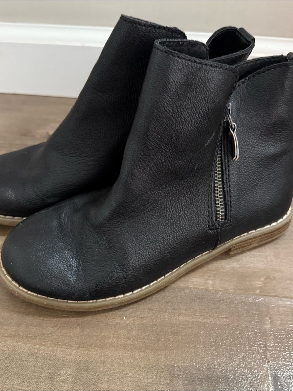 Gap Kids Moto Black Boots Chelsea Zip Girls 3 Faux Leather